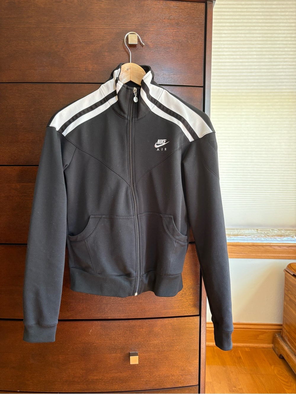 Nike Black Track Jacket with White Shoulder Stripes